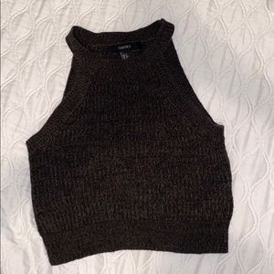 Dark green and black knitted crop top